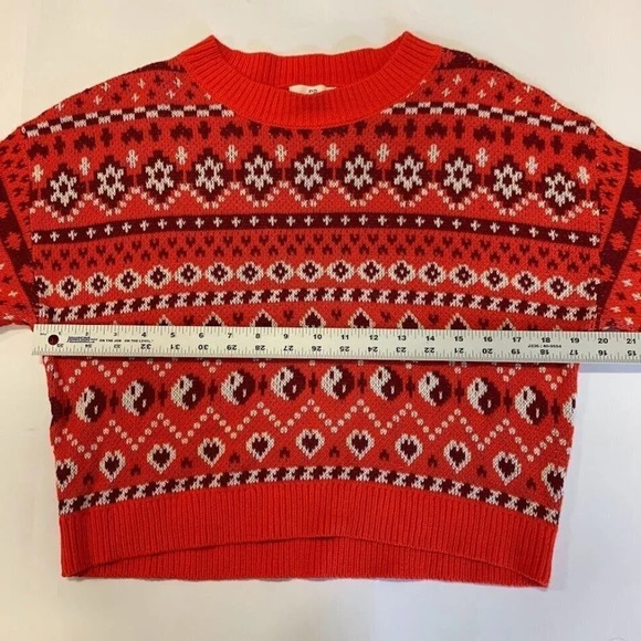 BP Nordstrom Women's Crafted Holiday Fairisle Sweater‎ In Red Scarlet Size S NWT - Picture 9 of 11